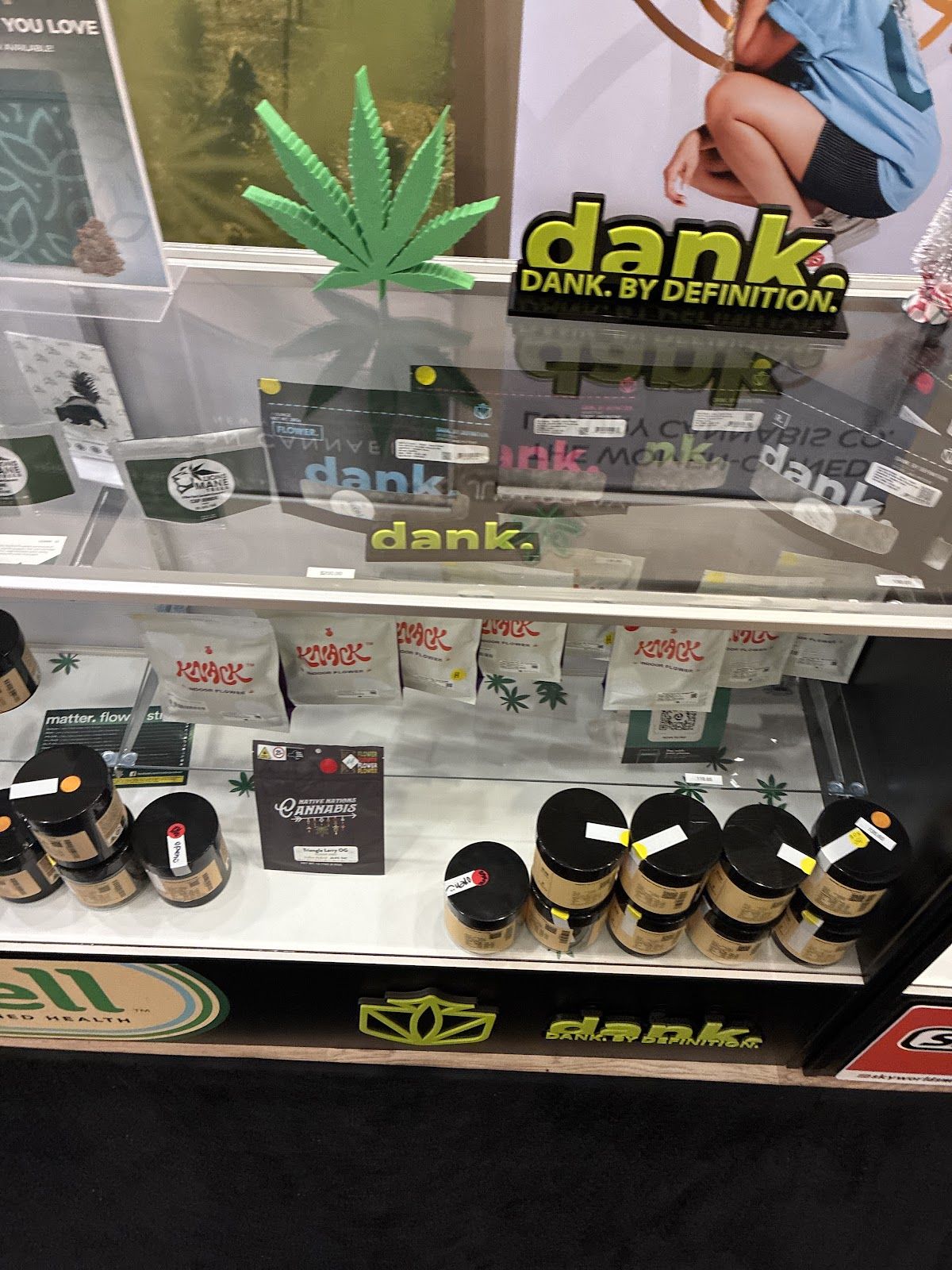 Exotic flower jars and indoor flower packs in the glass display counter at Upstate Exotics in Niagara Falls, NY